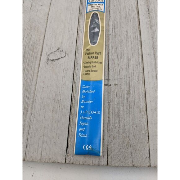 Vintage J&P Coats Dress or Neck Opening Metal Zipper 12" Slate 26 - Picture 2 of 4